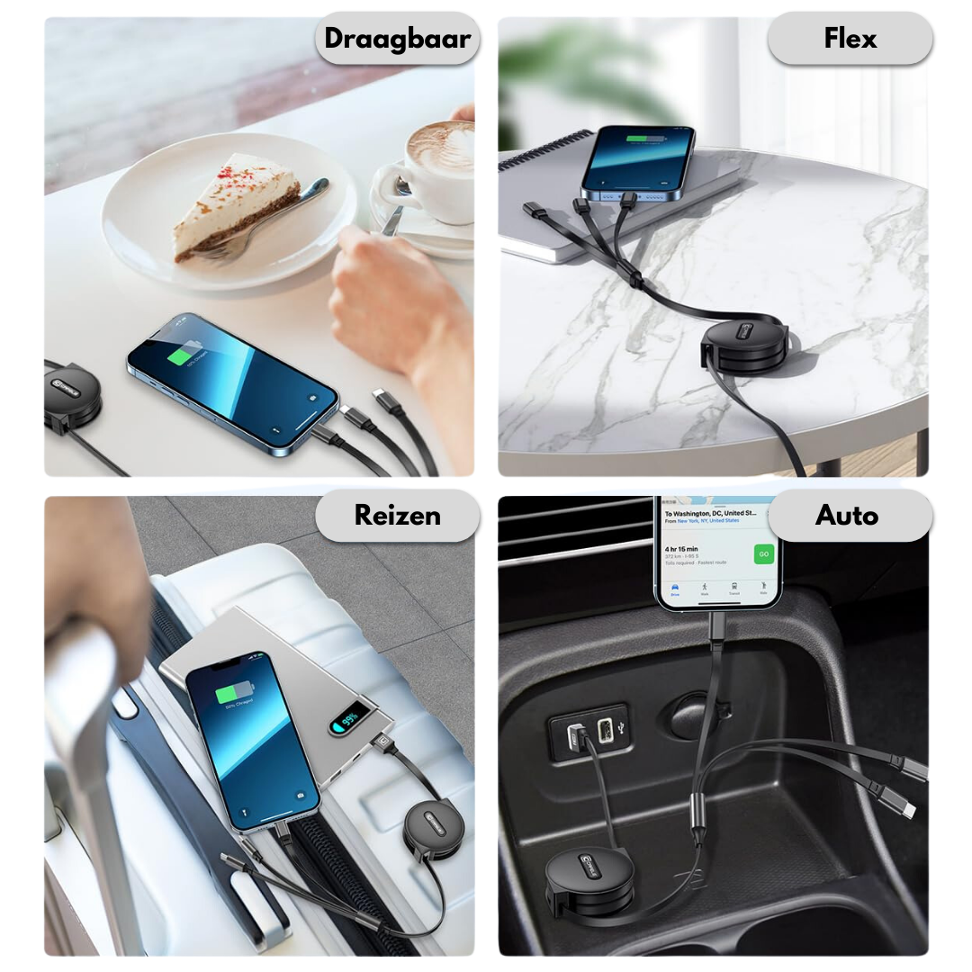 MultiCord Pro™ Aufrollbares Schnellladegerät