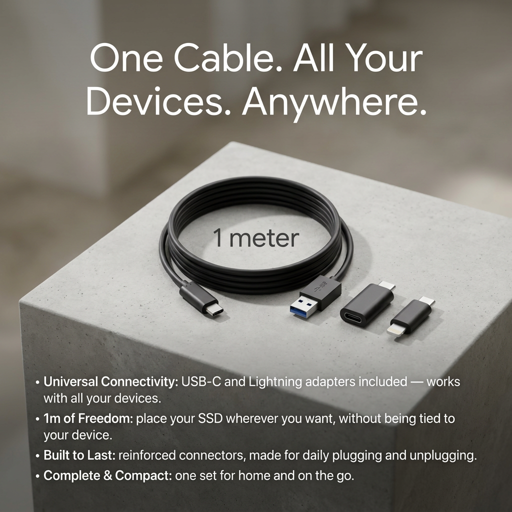 Extra langes USB-C-Kabel — 1 m Bewegungsfreiheit